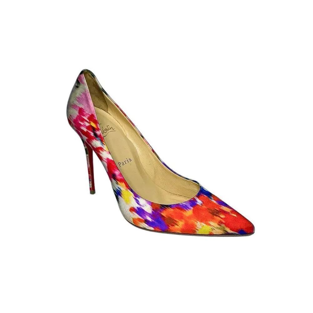 Christian Louboutin Satin Decollete 100 Bouquet Pumps EU 38.5 Authentic Heels